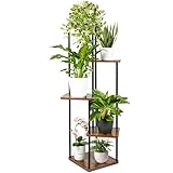 TTL HOME Blumenständer TOWER - 5 Etagen 105 cm hoch Pflanzenständer Design Holz Eiche &...