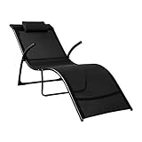SoBuy OGS45-SCH Sonnenliege klappbar Gartenliege Relaxstuhl Liegestuhl mit Kopfkissen...