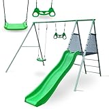 HyperMotion XXL Kinderschaukelset - Gartenschaukel mit Trapez, Rutsche und Schaukel -...