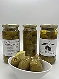 Grüne Oliven gefüllt mit Mandeln | in nativem Olivenöl extra mit Kräuter der Provence...