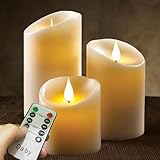 LED Kerzen, Flammenlose Kerze 300 Stunden Batterie Dekorative Kerzen Set 3 (10cm, 12.5cm,...