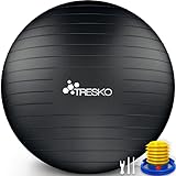 TRESKO Gymnastikball mit GRATIS Übungsposter inkl. Luftpumpe - Yogaball BPA-Frei |...