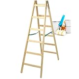KADAX Holzleiter, Bockleiter bis 150 kg, klappbare Malerleiter,...
