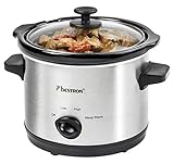 Bestron Slowcooker für 2 Personen, Schongarer mit Keramikpfanne & Glasdeckel, 3...