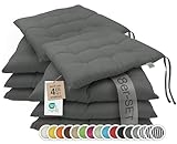 ZOLLNER 8er Set Sitzkissen in 40x40cm - gemütliche Stuhlkissen mit Bindebänder -...