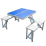 GTATBTG Tragbarer Campingtisch mit Sitzen – leichter, faltbarer Koffertisch aus...