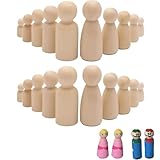 20 Stück Holzfiguren Zum Bemalen, 6.5 X 2.4cm Holzfiguren, Holzklötzchen Zum Basteln,...