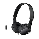 Sony MDR-ZX110AP faltbarer Bügelkopfhörer mit Headsetfunktion, schwarz, 25