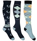HKM Reitsocken Cardiff (3er Set) dunkelblau/Salbei 35-38