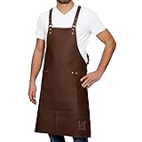 REDSALT® Premium Lederschürze 100% Büffel Leder 84x62cm Crossback braun |...
