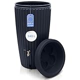 YourCasa Regentonne 240 Liter [RainCatcher] Messing Wasserhahn & Deckel - Regenfass...