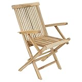 Divero Stuhl Gartenstuhl Terrassenstuhl Klappstuhl aus Teak-Holz Hochlehner mit...