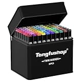 Tongfushop 80 Farben Marker Stifte Set, Meißel & Feine Verdoppelt Spitzt...