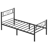 VASAGLE Bett 90 x 200 cm, Gästebett, Einzelbett aus Metall, Bettgestell, Bettrahmen,...