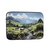 BROLEO Laptophülle, Motiv: Alpine Bauernhofkühe, tragbar, stoßfest, 43,2 cm (17 Zoll),...