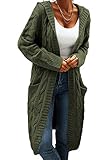 GeGekoko Strickjacke Damen mit Kapuze Langarm Grobstrick-Cardigan Open Front...