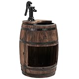 Outsunny Gartenbrunnen Zierbrunnen Springbrunnen Fassbrunnen Wasserfall Holzfass...