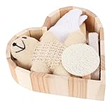 HONITANO Herzförmiges Wasch Peeling set aus Holz Stilvolles Badezubehör für Frauen...