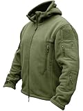 TACVASEN Herren Fleecejacke Military Outdoor Winddichte Jacke mit Kapuze- Gr. XXL, Grün
