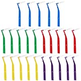Prasacco 25 Stück Interdentalbürsten, L-Förmige Zahnzwischenraumbürsten 5 Farben...