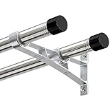 HARRMS 2 läufig Gardinenstange Ausziehbar, Gardinenstangen Silber 76-332cm, Vorhangstange...