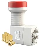 AB Quad LNB (Red Edition) 4 Teilnehmer für Satelliten Schüssel Antenne, 4K 8K UHD LNB...
