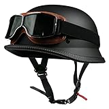 Retro-Halbhelm DOT/ECE-Zertifizierter Moped Helm Mit Brille ABS-Helmkörper Für...