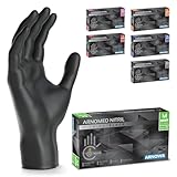 ARNOMED Einweghandschuhe 100 Stück/Box, Schwarze Nitrilhandschuhe M, puderfrei &...