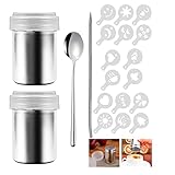 Kakaostreuer Edelstahl 304 Puderzuckerstreuer 2Pcs Mehlstreuer mit Deckel...