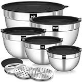 Terlulu Rührschüssel 5er Set, Edelstahl Schüssel Salatschüssel Set mit Luftdichtem...