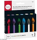 Rayher 31587000 Buntleuchtende Party Kerzen, Länge 5,5 cm, 5 mm ø, Karton 12 farbige...
