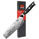 SHAN ZU Kochmesser Nakiri Küchenmesser Profi Messer 16.5 cm Allzweckmesser Damaskus...
