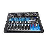 8 Kanäle Audio Mixer Aufnahme Mischpult Bluetooth USB Mixer Equalizer DJ LCD 48 V Phantom...