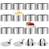 12 Stück Dessertringe und Speiseringe,Edelstahl Servierringe 8cm, Ausgestattet...