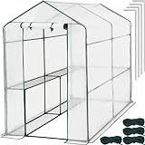 tectake® Gewächshaus mit UV-beständiger PE-Gitterfolie und 4...