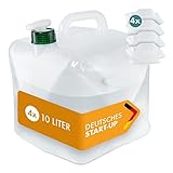 NATURBUMMLER ® 4er-Set 10l Wasserkanister Faltbar Outdoor [Co2-Neutral] inkl. Stabiler...
