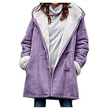 Fleecejacke Damen, Jacke Mit Kapuze Blazermantel Strickweste Cardigan GefüTterte...