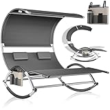 KESSER® Doppel-Sonnenliege Doppelliege mit Sonnendach, Kopfkissen Tasche für 2...