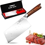 Aroma House Hackmesser Kochmesser 7 Zoll, Chinesisches Küchenmesser,Hack Messer Edelstahl...