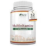 Multivitamin & Mineralstoffe A-Z - 365 Vegetarische Tabletten - 1 Jahresvorrat -...