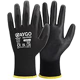 KAYGO 12 Paar Arbeitshandschuhe für Herren Damen, PU beschichtet...