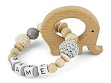 kleinerStorch Baby Holz Rassel personalisiert mit Namen | VIELE MODELLE |...