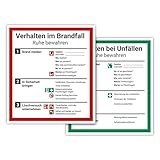 tradercat Aufkleber Verhalten im Brandfall und bei Unfällen - als Set - ISO7010...