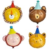 DazzJoy 4 Stück Luftballon Tiere Ballons Tierkopf, XXL Folienballon Tiere...