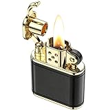 VVAY Vintage Benzinfeuerzeug, Kerosin Retro Echtleder Feuerzeug als Geschenk...
