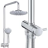 HOMELODY Duschsystem ohne Armatur, Regendusche mit Edelstahl Duschkopf Rund,...