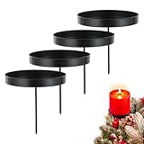 Sziqiqi Kerzenhalter Adventskranz 4er Set, Metall Kerzenständer 4 Kerzen, Kerzenteller...