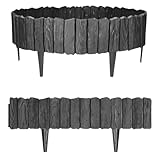 GARDENIX 2,3m Holzoptik Beeteinfassung Beetumrandung Rasenkante Gartenpalisade Beetzaun...