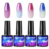 4Pcs Farbwechsel Gel Nagellack Farben Set - UV Gel Nagellack Set, Soak Off Gel...