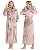NY Threads Damen Fleece-Bademantel mit Kapuze – Plüsch, langer Bademantel,...
